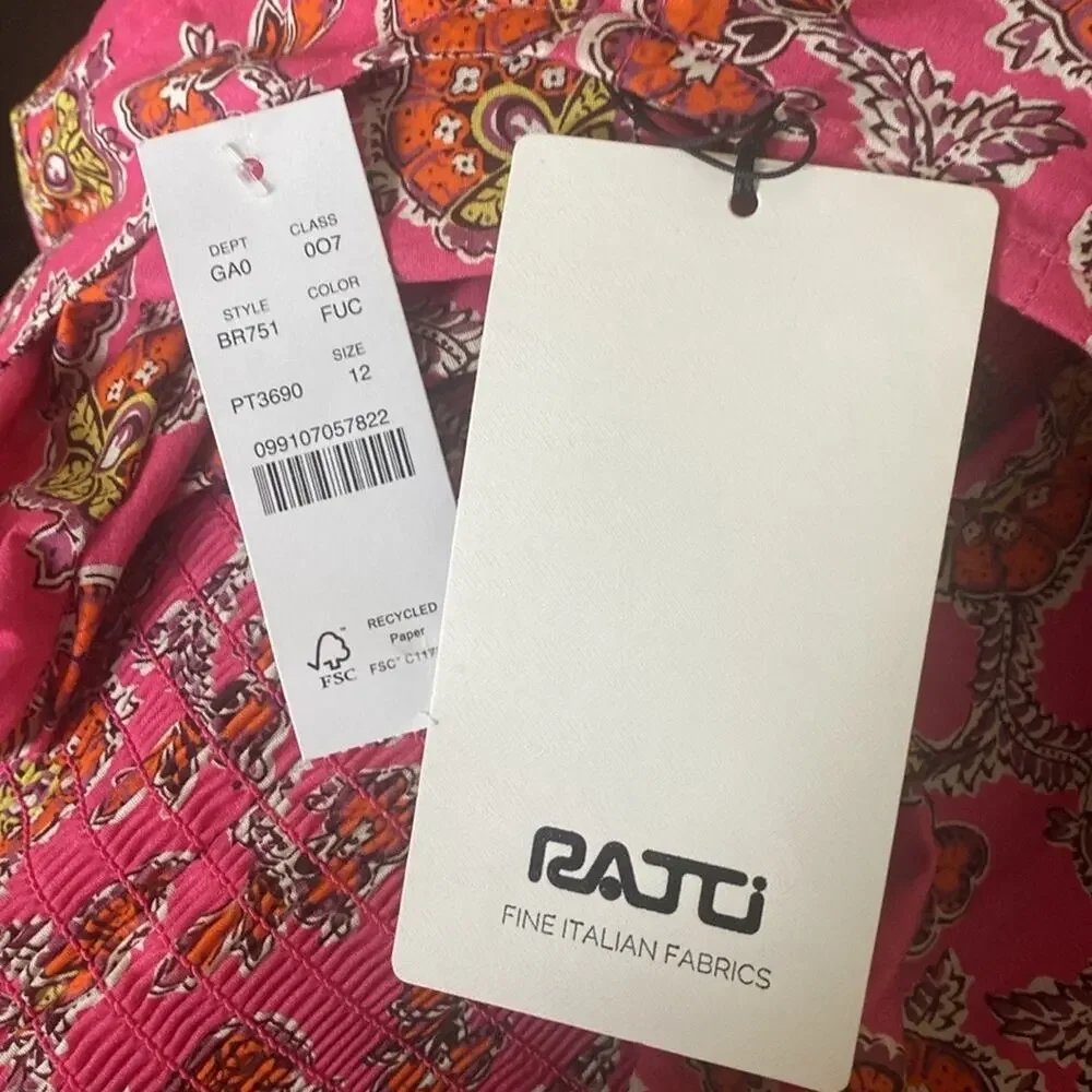 J. Crew Puff-sleeve squareneck top in Ratti® pink blooms print